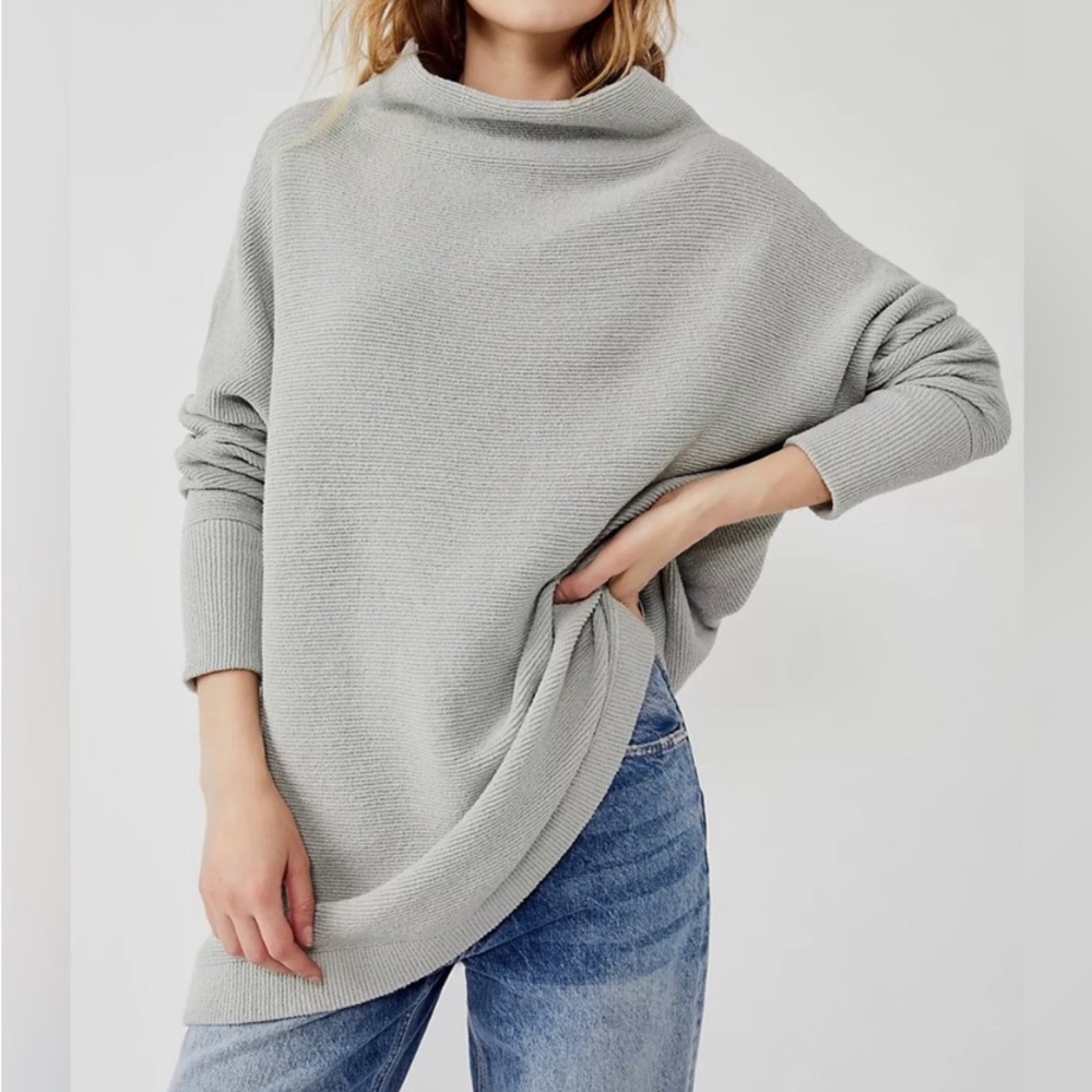 NWT Free People Ottoman Slouchy Tunic Large Oxide-Pale Green OB432957 $168 NEW